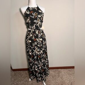 ANA‎ A New Approach Womens Black Floral Halter Cutout Maxi Dress NWT Medium
